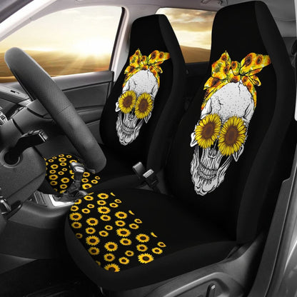 Sunflower Sunshine Skulls Car Seat Covers