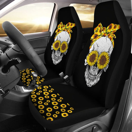 Sunflower Sunshine Skulls Car Seat Covers