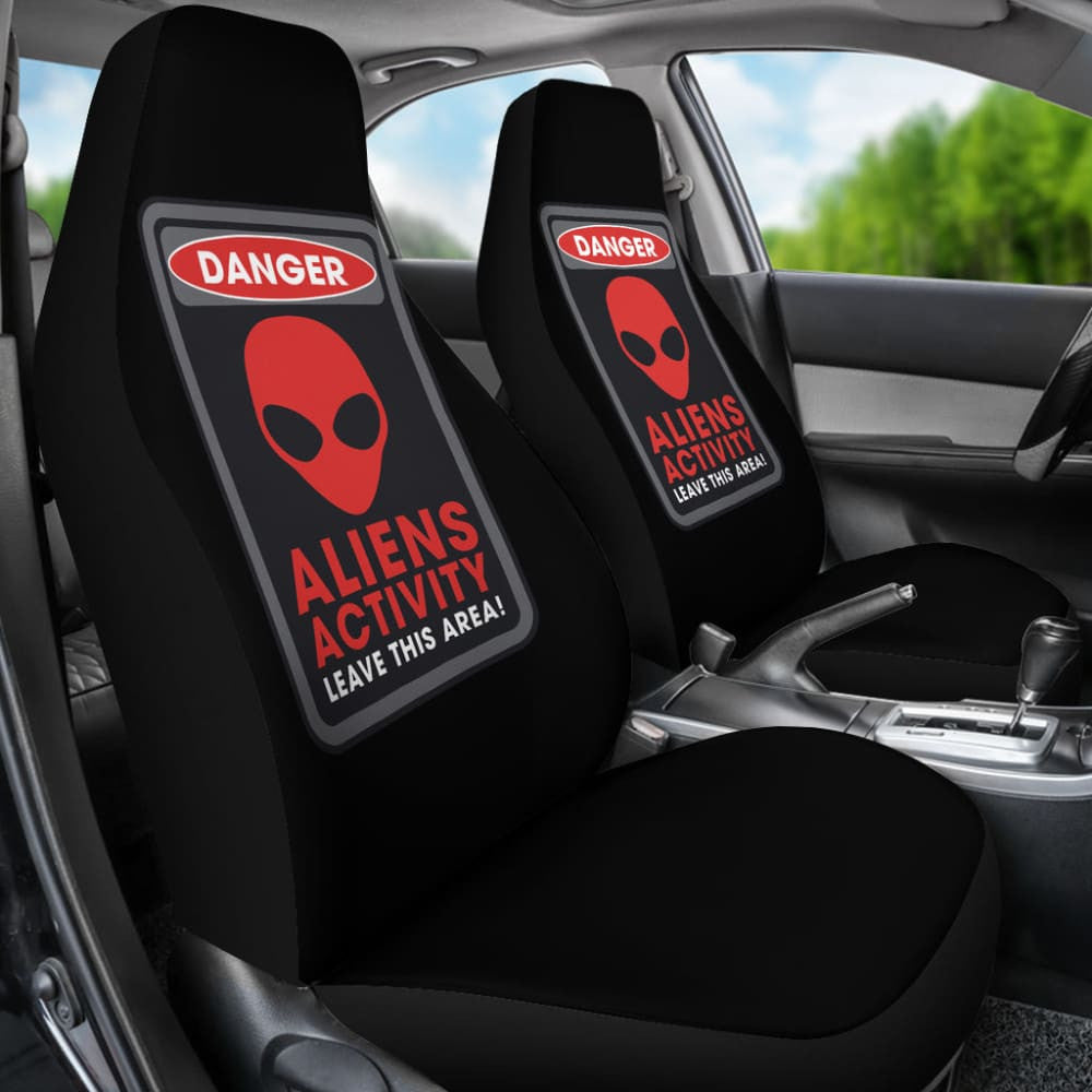 Danger Sign Aliens Activity Leave This Area Car Seat Covers Custom
