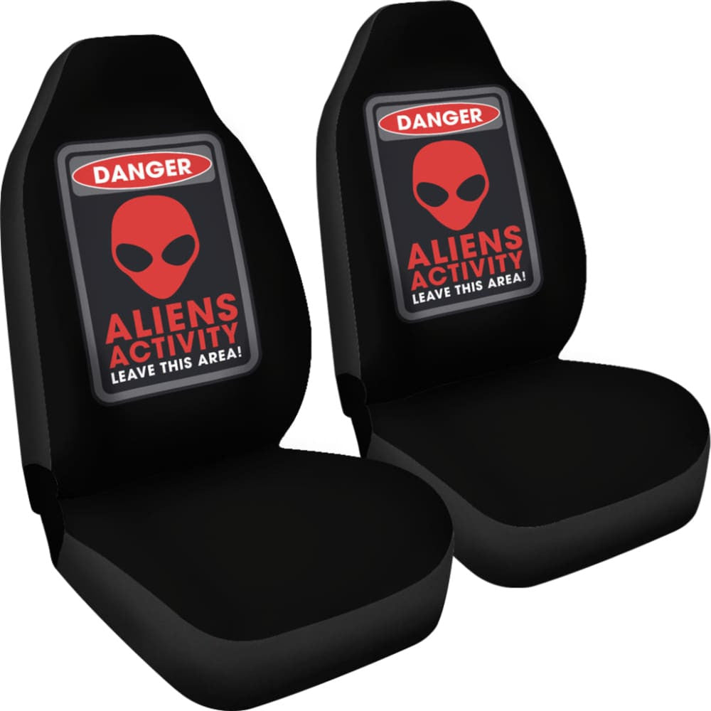 Danger Sign Aliens Activity Leave This Area Car Seat Covers Custom