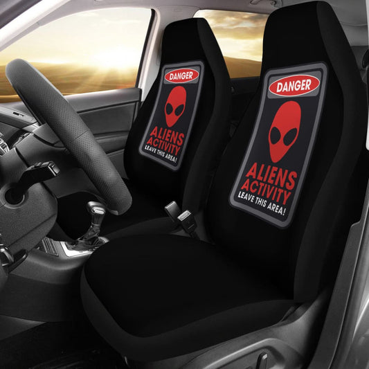 Danger Sign Aliens Activity Leave This Area Car Seat Covers Custom