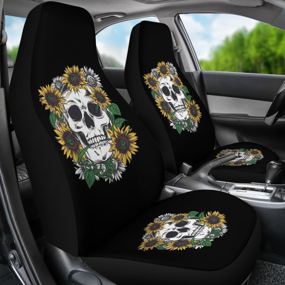 Skull Mix Sunflower Style Car Seat Covers