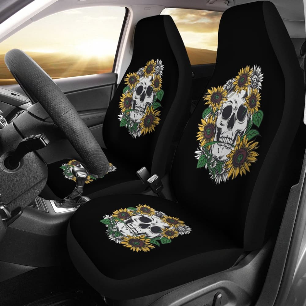 Skull Mix Sunflower Style Car Seat Covers
