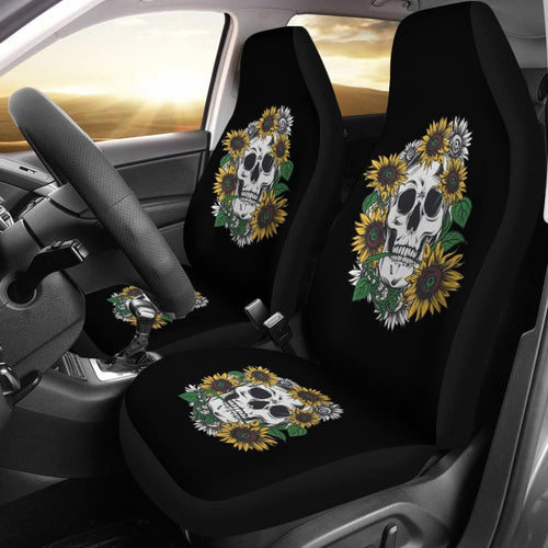 Skull Mix Sunflower Style Car Seat Covers