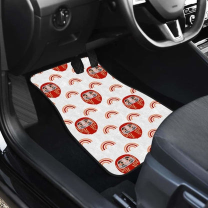 Daruma Japanese Wooden Doll Design Pattern Front And Back Car Mats