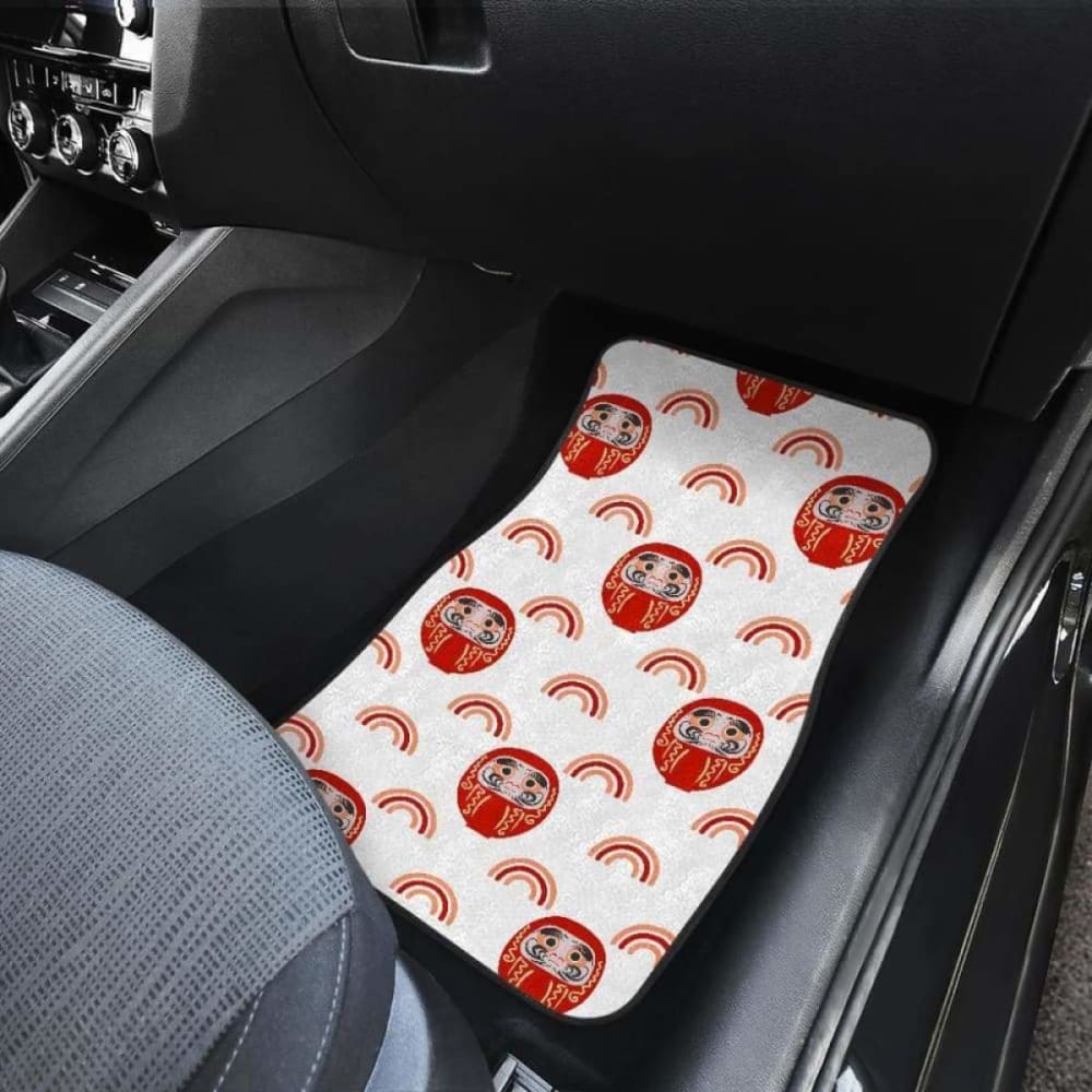 Daruma Japanese Wooden Doll Design Pattern Front And Back Car Mats