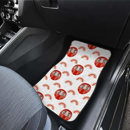 Daruma Japanese Wooden Doll Design Pattern Front And Back Car Mats