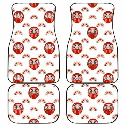Daruma Japanese Wooden Doll Design Pattern Front And Back Car Mats