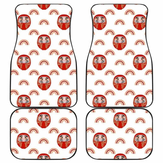 Daruma Japanese Wooden Doll Design Pattern Front And Back Car Mats