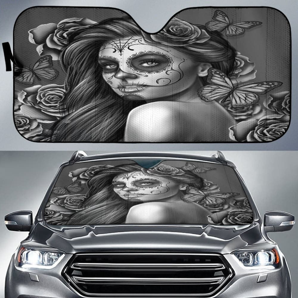 Calavera Fresh Look Design # Auto Sun Shade (Vintage Retro)