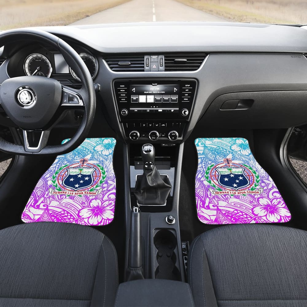 American Samoa Car Floor Mats Coat Of Arms Polynesian With Hibiscus