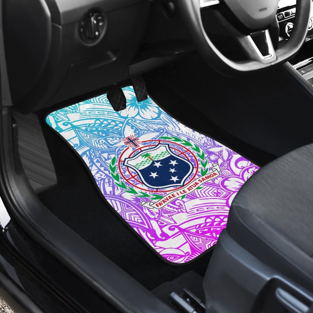 American Samoa Car Floor Mats Coat Of Arms Polynesian With Hibiscus