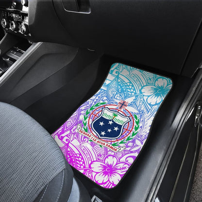 American Samoa Car Floor Mats Coat Of Arms Polynesian With Hibiscus