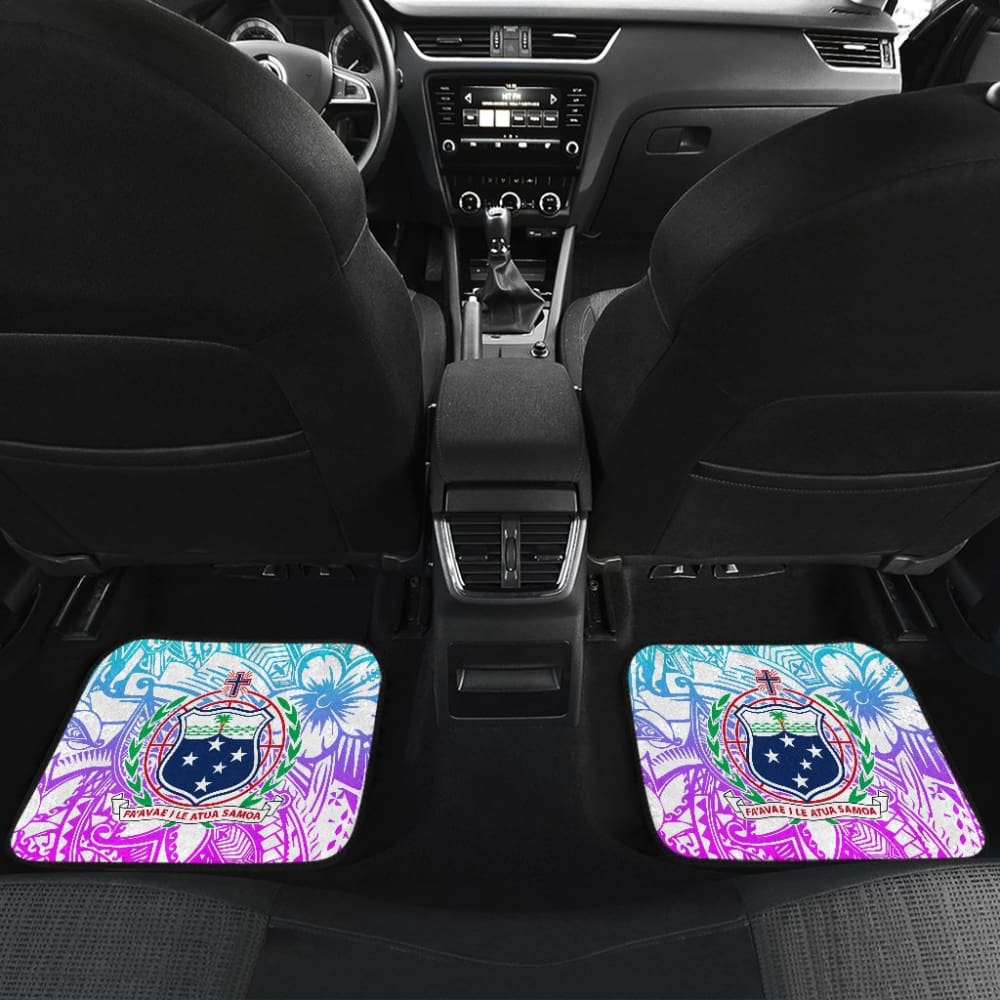 American Samoa Car Floor Mats Coat Of Arms Polynesian With Hibiscus