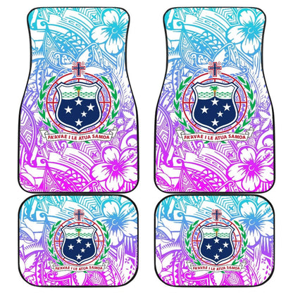 American Samoa Car Floor Mats Coat Of Arms Polynesian With Hibiscus