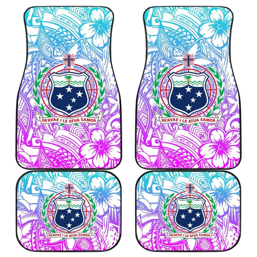 American Samoa Car Floor Mats Coat Of Arms Polynesian With Hibiscus