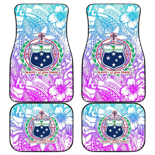 American Samoa Car Floor Mats Coat Of Arms Polynesian With Hibiscus