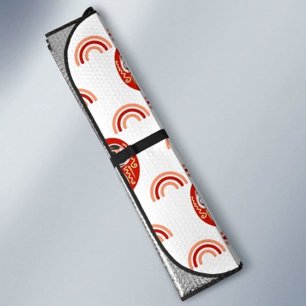 Daruma Japanese Wooden Doll Design Pattern Car Auto Sun Shades