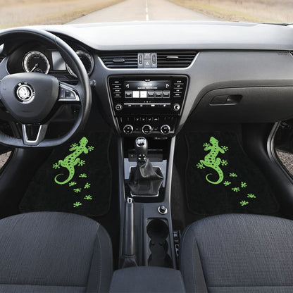 Cute Green Lizard Paw Print Car Floor Mats