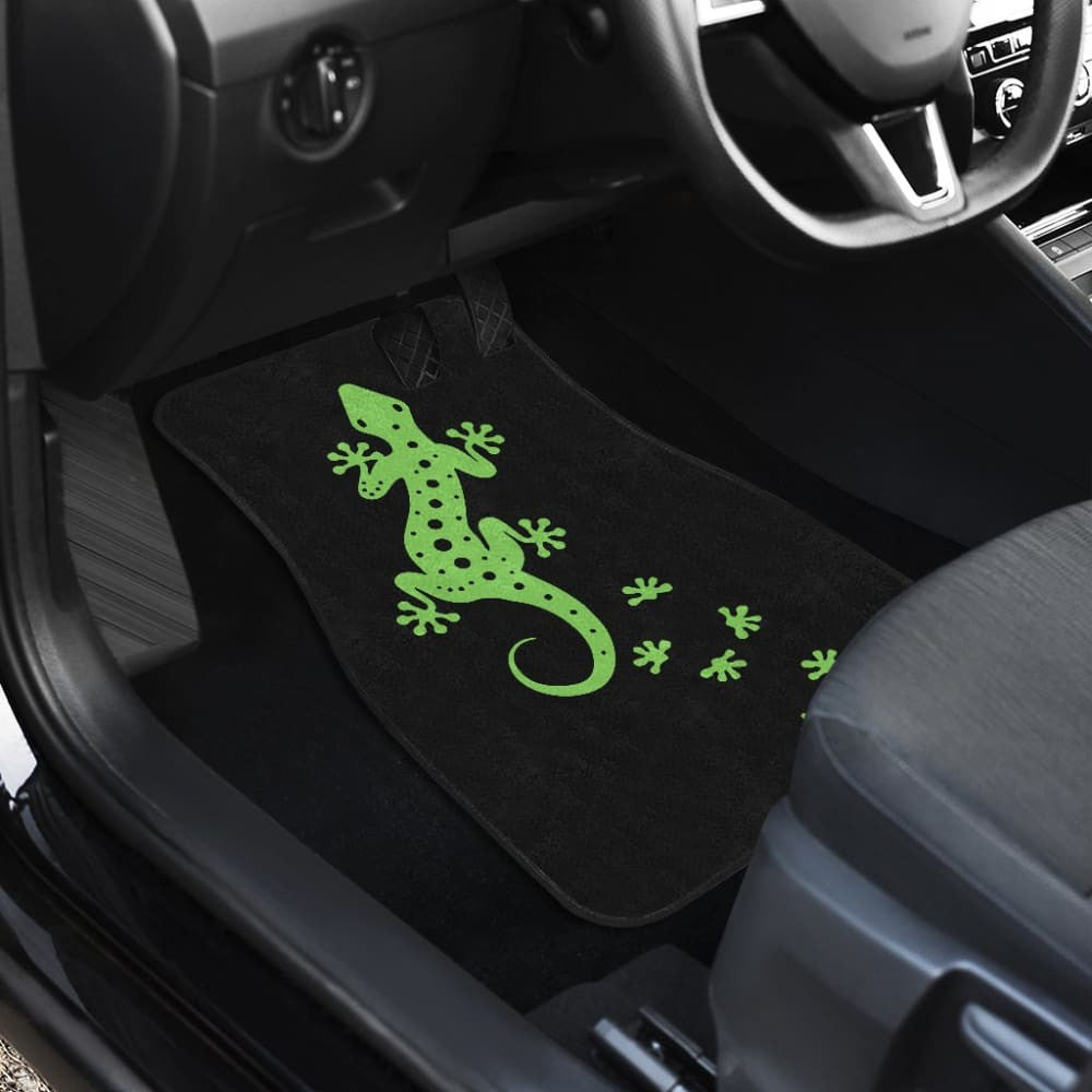 Cute Green Lizard Paw Print Car Floor Mats