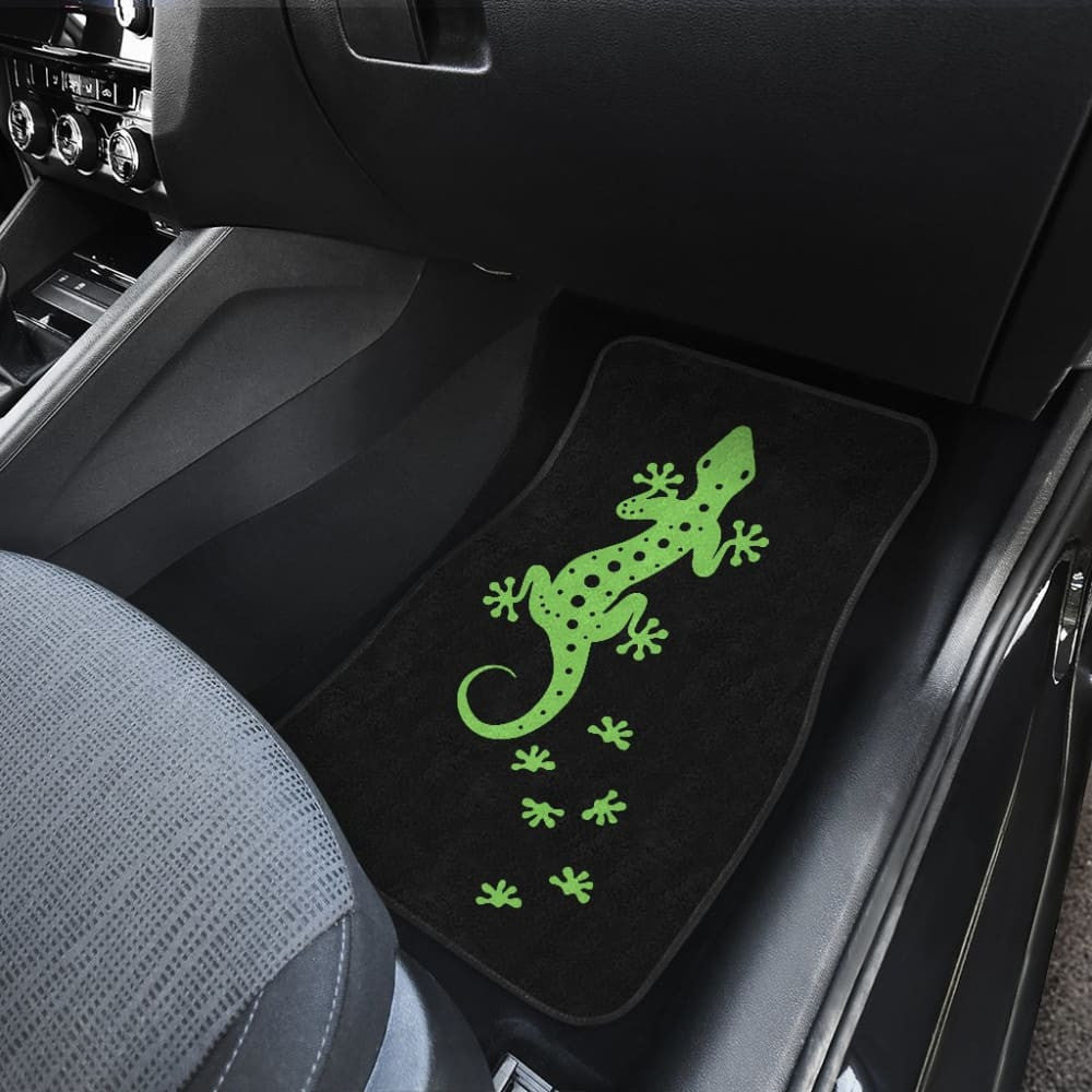 Cute Green Lizard Paw Print Car Floor Mats