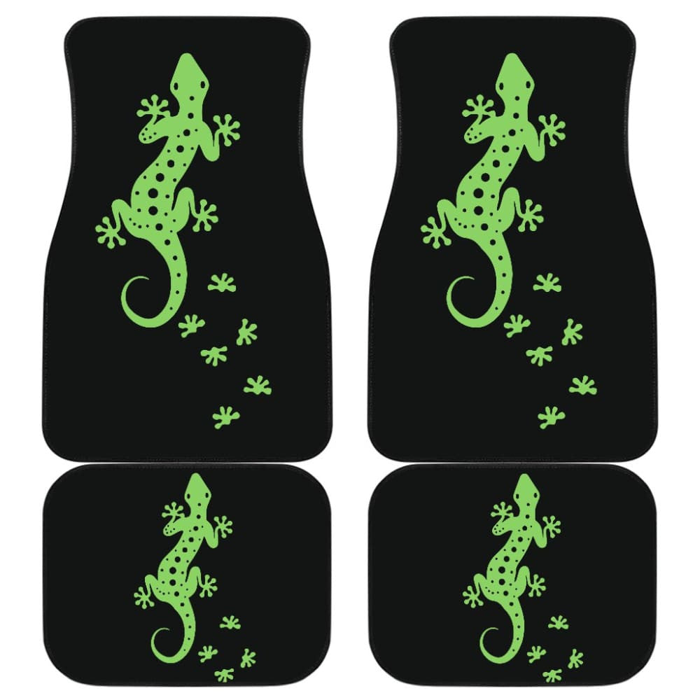 Cute Green Lizard Paw Print Car Floor Mats