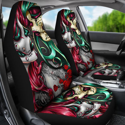 Calavera Sugar Skull Kissing Car Seat Covers