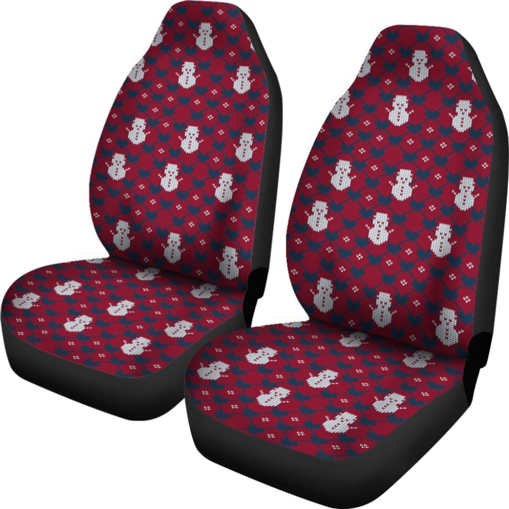 Amazing Blue Red Ugly Christmas Snowman Pattern Car Seat Covers