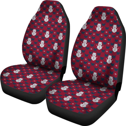Amazing Blue Red Ugly Christmas Snowman Pattern Car Seat Covers