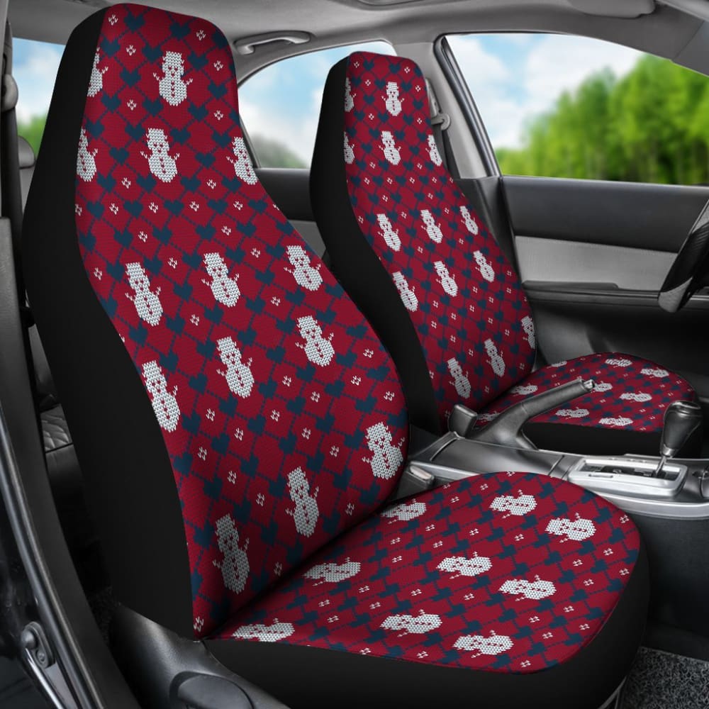 Amazing Blue Red Ugly Christmas Snowman Pattern Car Seat Covers
