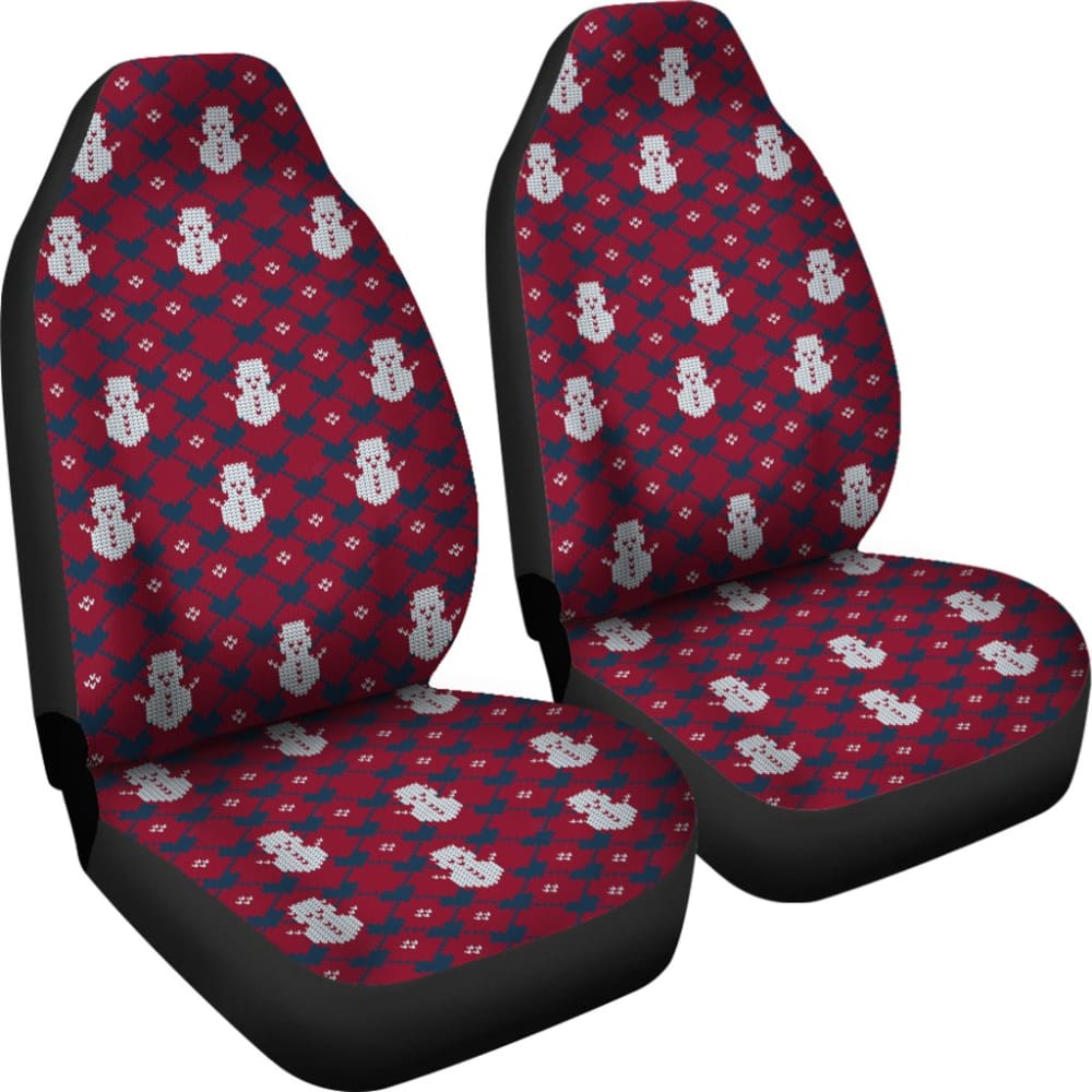Amazing Blue Red Ugly Christmas Snowman Pattern Car Seat Covers