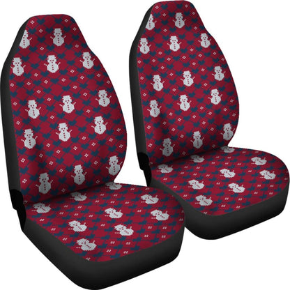 Amazing Blue Red Ugly Christmas Snowman Pattern Car Seat Covers
