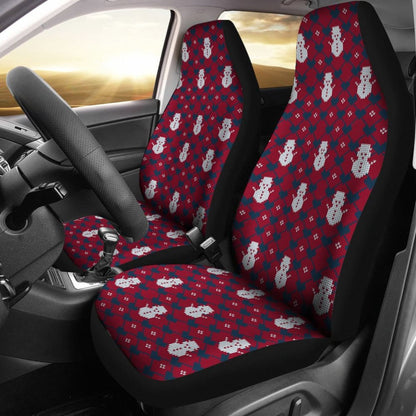 Amazing Blue Red Ugly Christmas Snowman Pattern Car Seat Covers