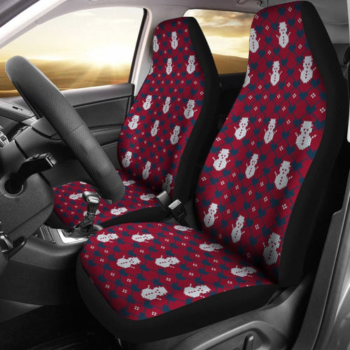 Amazing Blue Red Ugly Christmas Snowman Pattern Car Seat Covers