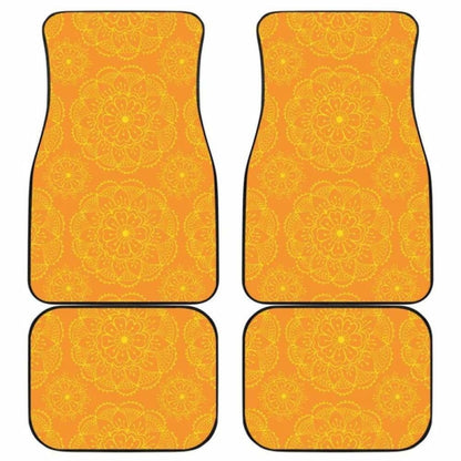 Orange Traditional Indian Element Pattern Front And Back Car Mats