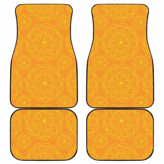 Orange Traditional Indian Element Pattern Front And Back Car Mats