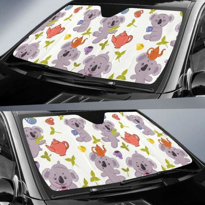 Cute Koalas Teapots Tea Car Auto Sun Shades