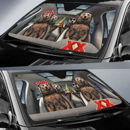 Family Bear Drink Beer Dos Equis Car Sun Shade Funny
