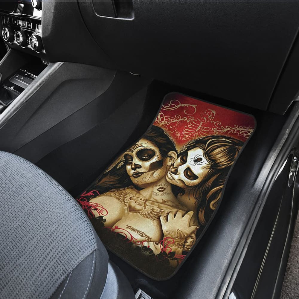 Calavera Sugar Skull Valentine Lovers Car Floor Mats
