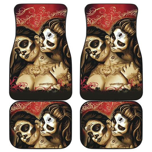 Calavera Sugar Skull Valentine Lovers Car Floor Mats