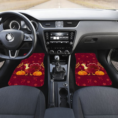 Thanksgiving Turkey Autumn Paw Print And Pumpkin Car Floor Mats