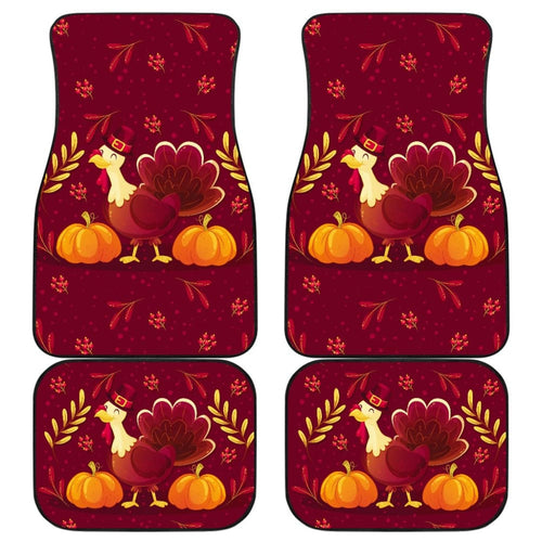 Thanksgiving Turkey Autumn Paw Print And Pumpkin Car Floor Mats