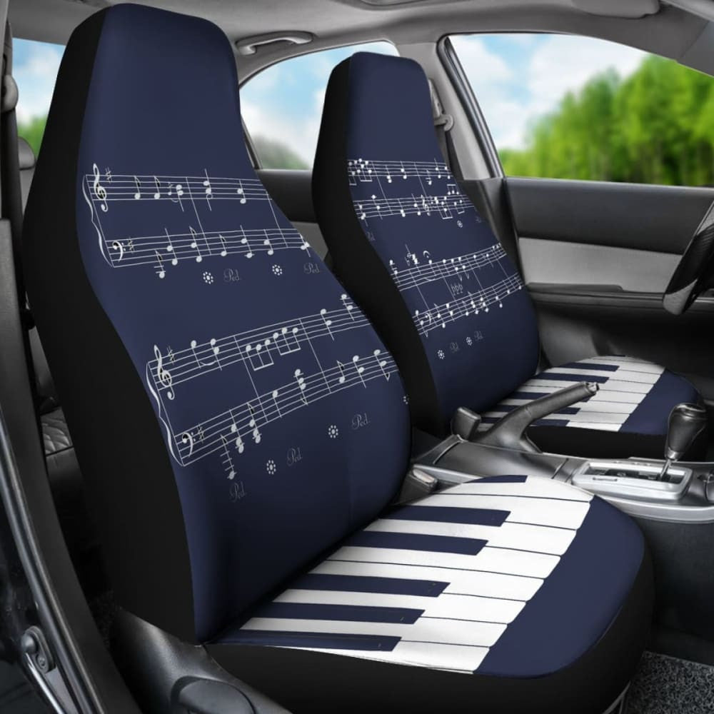 Navy Musical Piano Car Seat Covers