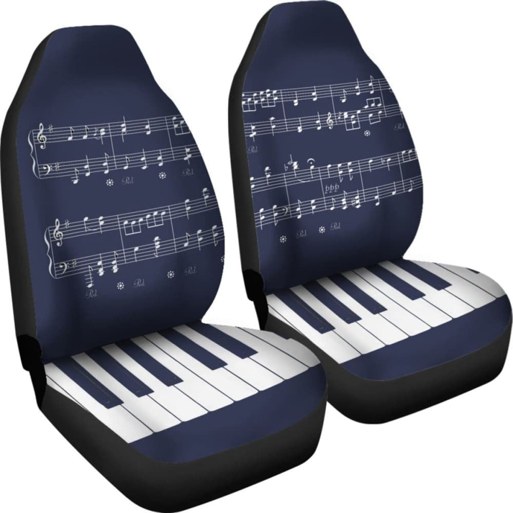 Navy Musical Piano Car Seat Covers