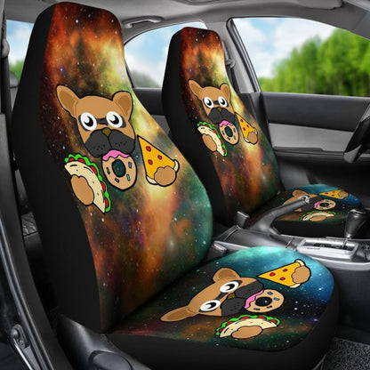 French Bulldog Eating Tacos Donuts and Pizza Car Seat Covers