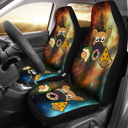 French Bulldog Eating Tacos Donuts and Pizza Car Seat Covers
