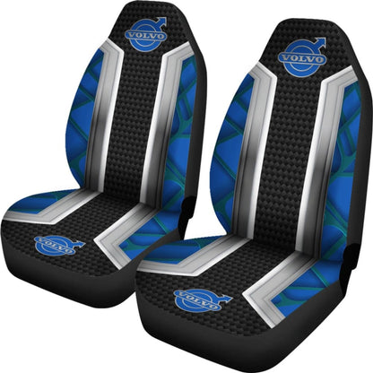 Amazing Volvo Blue Black Themed Printed Car Seat Covers