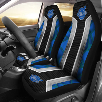 Amazing Volvo Blue Black Themed Printed Car Seat Covers