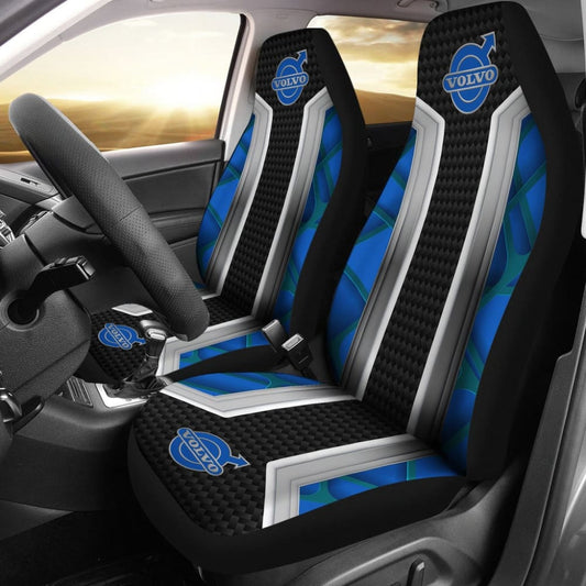 Amazing Volvo Blue Black Themed Printed Car Seat Covers