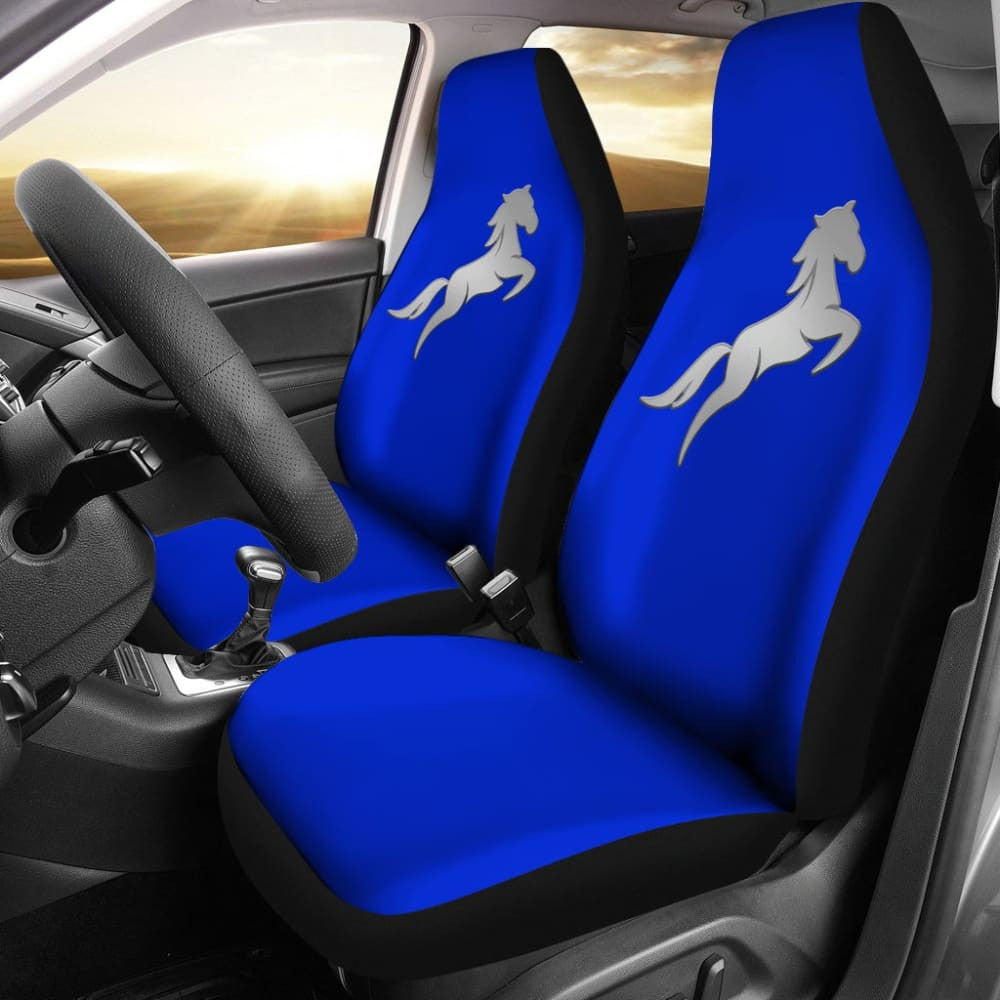 Blue Mustang Horse Silhouette Car Seat Covers Custom